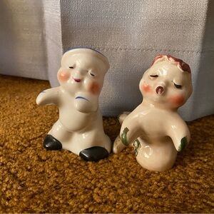 Sailor and mermaid salt and pepper set.